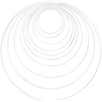 Rayher 25213102 Aros de metal blancos en 10 tamaños- 3 mm grosor- 10 unidades. Aros para manualidades